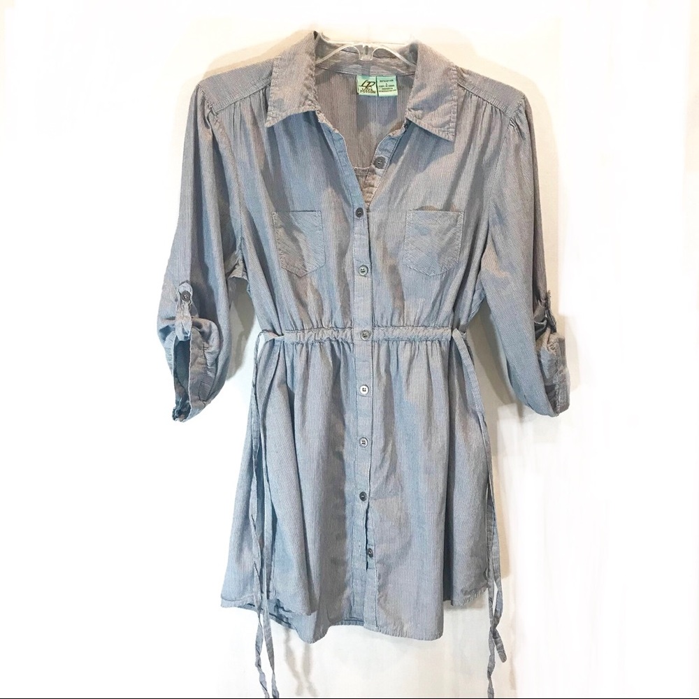 Love Potion Button Down Pull Tie Cinched Waist Top - image 1